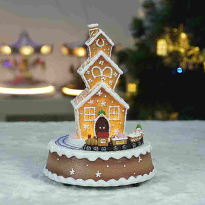 Village de trains de Noël 2026 avec maisons en pain d'épices, figurines en résine et musique pour décorations de Noël - Product Image 4