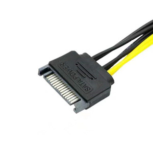 Cable adaptador de alimentación Sata de 15 pines a 6 pines para tarjeta gráfica, moldeado por inyección de alambre de cobre - Product Image 1