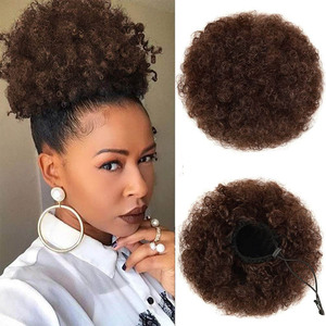 <span class=keywords><strong>Moño</strong></span> de Pelo Grande Rizado Afro, Accesorios para Pelucas, Estilo Europeo Americano, Cola de Caballo, Rizado, Esponjoso, con Cordón Ajustable, A11 - Product Image 2