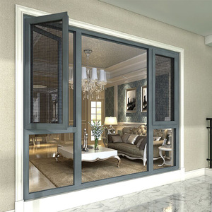 Ventanas abatibles insonorizadas de doble acristalamiento residenciales comerciales modernas puertas Foshan de aluminio con rotura térmica para decoración del hogar - Product Image 3