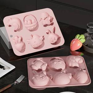 Moule à gâteau en silicone antiadhésif MUYULINS Factory Easter 6 cavités, motif lapin, LFGB, facile à démouler, sans BPA, pour la décoration de gâteaux mousse - Product Image 6