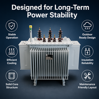 Transformator Terendam Minyak 1000kVA 11kV Tiga Fasa Inti Baja Silikon Laminasi Standar IEC60076 Tegangan Kva Kustom