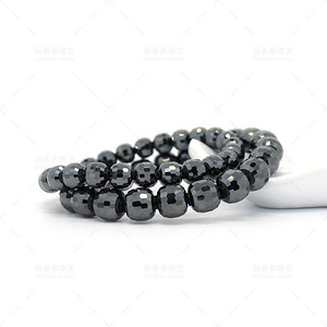 Black Moissanite <b>Beaded</b> <b>Bracelet</b> 10mm Geometric Cut Everyday Wear - Product Image 4