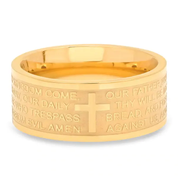 Inspire jewelry high quality stainless steel custom embossed Lords prayer ring band Christian gift for men women