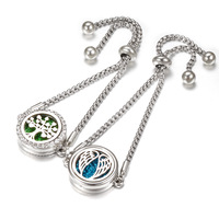 Ailes d'ange réglables en acier inoxydable Pendentif d'aromathérapie Design simple Bracelet à breloques de mode Diffuseur d'huiles essentielles pour femmes
