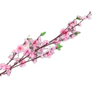 高品质人造桃花六枝桃树户外餐桌摆件装饰