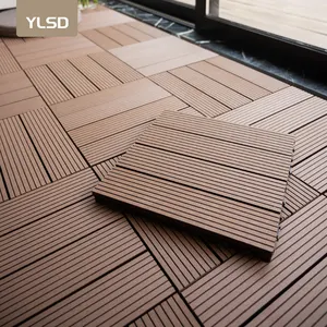 Top Quality Outdoor Wood Deck Tiles Interlocking DIY Wpc Deck Outdoor Floor Tiles Wooden Tiles For Balcony Brown Interlocking
