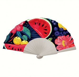 Wholesale High Promotional Folding Paper/Fabric Quality Custom Printed Logo Plastic Hand Held Fan Printed Fans - Product Image 4