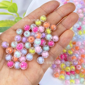 Perles acryliques transparentes colorées à l'intérieur, rondes, multi-facettes, pour la fabrication de bijoux, accessoires de bricolage, couleurs mélangées, 8mm - Product Image 2