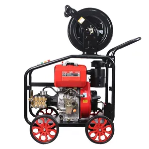 200bar high pressure washer diesel engine high-pressure car washer unclogging pipes cleaner with wheels