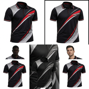 Chemise à manches courtes pour homme, unie, écologique, légère, respirante, séchage rapide, en coton tricoté, noir, rouge, blanc - Product Image 1