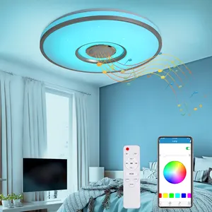 Smart Led Music Ceiling Light Changing Light Music With Speaker Dimmable 36W*2 Color Pvc Iron Contemporary Bluetooth Bulb 70 RGB