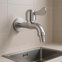 Robinet de lavabo mural pour machine à laver, évier, salle de bain, robinet en zinc, rallonge de robinet, eau froide, chrome, robinet à bec