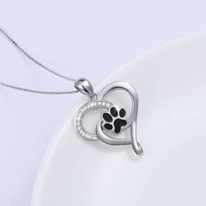Collar con colgante de corazón de resina con huella de pata de gato, collar con dije de huella de corazón hueco, joyería de moda - Product Image 2