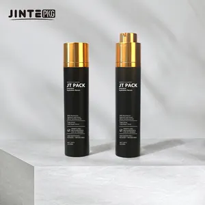 Rỗng Matte Màu Đen Không Có Không Khí Bao Bì Mỹ Phẩm Twist Lotion Huyết Thanh Chai Với Vàng Bơm Cho Chăm sóc Da Lotion Bao Bì