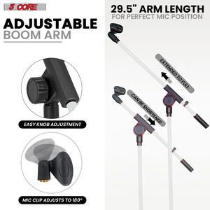 Support de microphone trépied Db 5-Core avec bras articulé réglable de 18 à 72 pouces et piédestal pour accessoires de microphone - Product Image 4