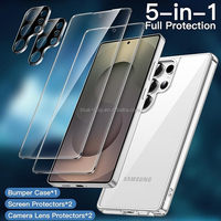Yanchentian 5 1 9D Clair 9D Protection d'écran en verre trempé Kit de protection d'écran pour téléphone portable Étui de téléphone robuste pour Samsung S24 S25 Ultra