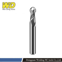 Fraise à queue sphérique HRC55 à 2 dents en acier au tungstène, fraise spirale en carbure pour aluminium et cuivre, ODM OEM PTHK