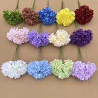 Bunga Hydrangea Buatan 270 Kelopak 5 Cabang Buket Bunga Palsu untuk Dekorasi Pernikahan Hiasan Langit-langit
