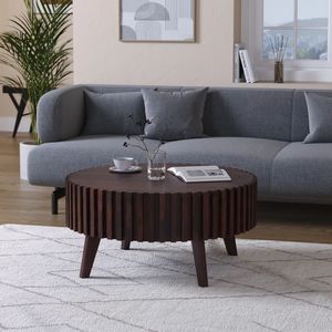 Table basse ronde en bois de Sheesham artisanal, table basse en bois de qualité supérieure pour salon, bureau à domicile, hôtel et salle de séjour - Product Image 5