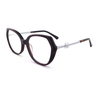 Monture de lunettes en acétate pour femme, design rétro minimaliste vintage, motif bicolore, légère et durable