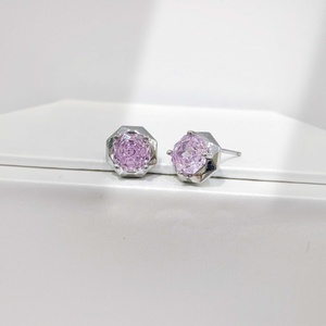 OEM plata 925 sterling silver rose cut zircon <b>earring</b> Hexagon rhinestone Claw Setting Classic summer women <b>fine</b> <b>stud</b> <b>earrings</b> - Product Image 1