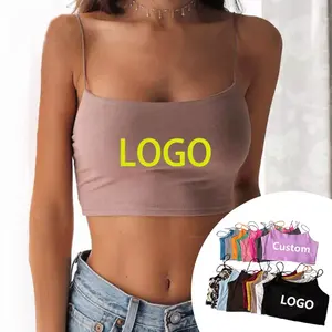 Free Sample Summer Cropped Tank Top Pink White Black Sexy Fitness Short Vest Knit Off Shoulder Crop Top Women With Custom LOGO