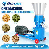 Machine à granulés d'aliments pour poissons GenJet à matrice plate électrique avec moteur de 4 kW et trous de matrice de 4 mm pour la farine de maïs, le son et le tourteau de soja, usage agricole