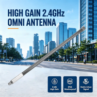 Antena Omnidireccional de Fibra de Vidrio de 2.4GHz y 8dBi para Exteriores, Antena WiFi WLAN de Alta Ganancia, Fibra de Vidrio Gris para Puente Inalámbrico AP