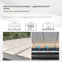 Pergola motorisée moderne de luxe en aluminium à lames orientables avec ventilateur de plafond intégré et éclairage LED, gazebo étanche pour patio
