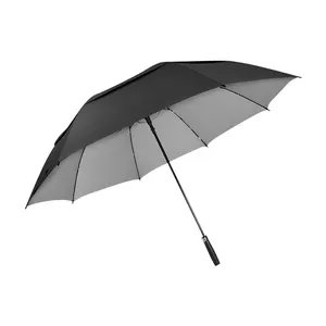 Paraguas de golf abierto y automático, sombrilla de doble dosel de fibra de vidrio a prueba de viento, para exteriores, con revestimiento plateado