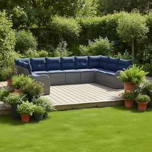 Outdoor <b>Rattan</b> <b>Sofa</b> Set With Cushions 10 Seat Contemporary Garden Furniture Weather Resistant - Product Image 2