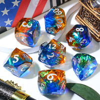 Ensemble de 7 dés en résine à facettes diamantées et bords vifs, dés polyédriques holographiques bleu-orange pour D&D RPG Dungeons & Dragons - RD-Mixed5