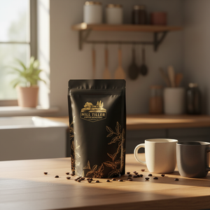 Sacchetto Stand-up Nero Opaco con Cerniera in Plastica per Alimenti, Confezione per Caffè in Grani per Tostatori Hill Tiller - Product Image 2