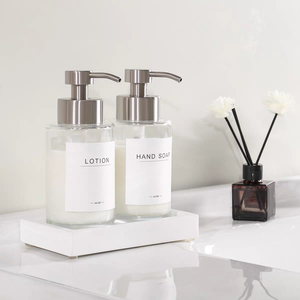 Botella <span class=keywords><strong>de</strong></span> Vidrio Ámbar <span class=keywords><strong>de</strong></span> 500 ml (16 oz) con Bomba, Recargable, para Jabón <span class=keywords><strong>de</strong></span> <span class=keywords><strong>Ducha</strong></span>, Jabón <span class=keywords><strong>de</strong></span> Manos, Champú, Loción, Aceite, con Logotipo Personalizado, Serigrafía - Product Image 2