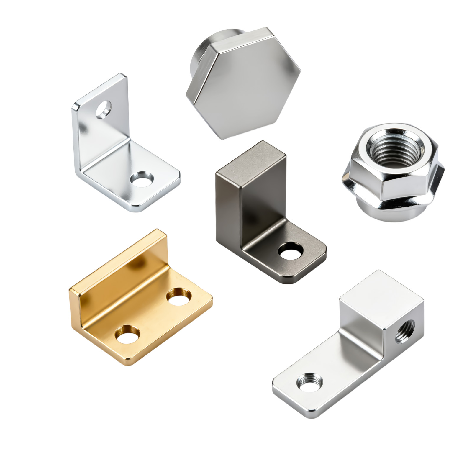 Precision 0.001mm CNC Machined Stainless Steel Mechanical Hardware Set Angle Brackets Nuts with Wire EDM for Machining Parts
