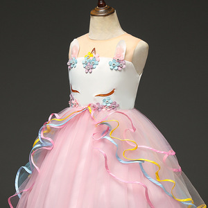Robe de mariée d'été pour bébé, en dentelle rose longue et tissu multicolore, haute qualité, prix de gros - Product Image 4