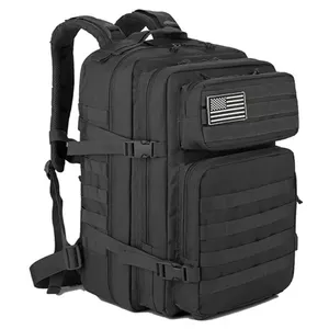 低最小起订量900d牛津战术背包45L摩尔袋装野营战术背包来样定做徒步旅行防水定制标志黑色