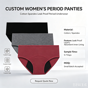 Culottes menstruelles OEM personnalisées sans coutures, anti-fuites, en coton biologique, pour flux abondant, absorbantes et anti-fuites latérales - Product Image 3
