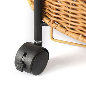 3 Tier hiển thị giá kim loại hộ gia đình trái cây Tấm dệt lưu trữ giỏ với Bánh xe PP mây wicker tập tin vòng phục vụ khay xe đẩy - Product Image 6