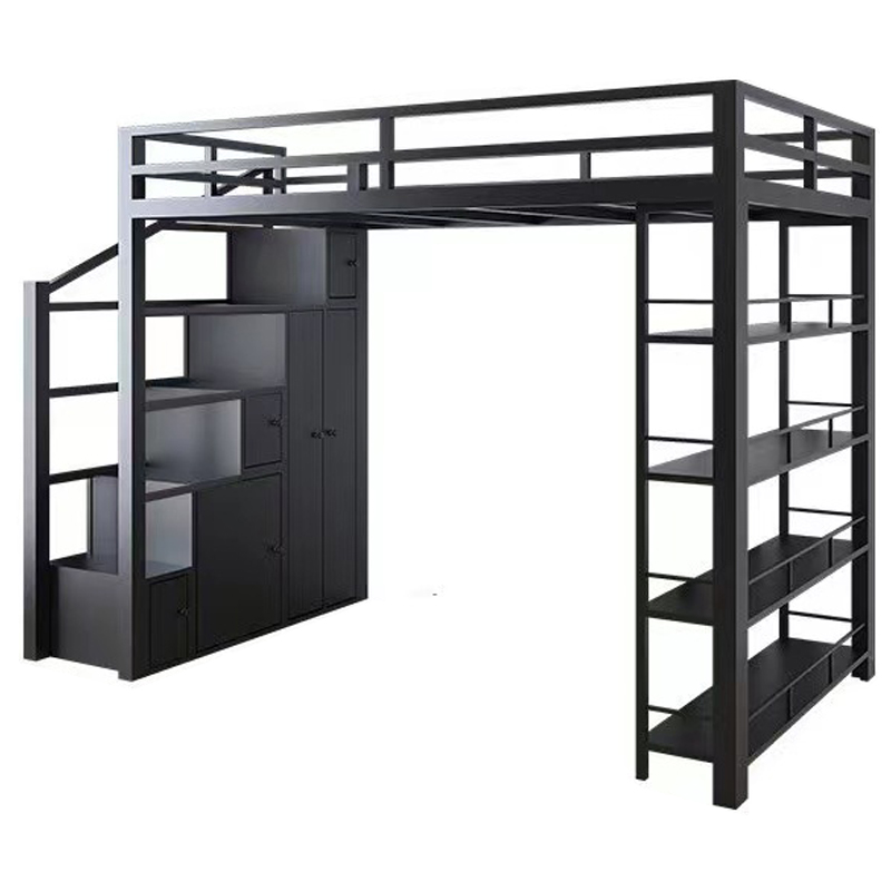 Litera de Metal moderna personalizada con almacenamiento, muebles de dormitorio sencillos y modernos, litera de Metal para adultos con escaleras