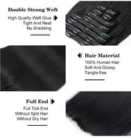 Extension de Cheveux Naturels Remy 100% à Clip, Queue de Cheval Sans Soudure, Lisse, Toutes Couleurs, 300g, pour Cheveux Brésiliens Blancs >=55% (Édition 2023)