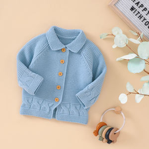 Ropa de Bebé Boutique, Ropa Infantil Suave, Suéter de Manga Larga con Botones, Cárdigan para Otoño e Invierno, Suéter para Bebés - Product Image 5