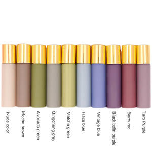 Flacons roll-on en verre mat Morandi 5ml 10ml avec bouchons à vis dorés pour crème visage, huile essentielle pour les yeux, sérum, mascara, parfum et huile faciale - Product Image 5