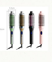 Sikat Pelurus Rambut Profesional 2-in-1 PTC Berpemanas dengan Ion Negatif untuk Penggunaan di Rumah dan Salon, Pencatok Rambut Termal dengan Layar Digital