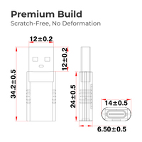 Adaptor USB-A ke USB-C Female Grosir Pabrik, USB3.2 Gen1 5Gbps OTG, Plug-in Pendek Tanpa Kabel untuk Perangkat Kabinet Industri OEM