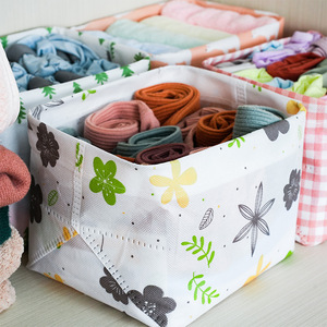 Foldable Non Woven <b>Square</b> Storage <b>Basket</b> 4 Pack For Home Desk Organization With Cute Patterns - Product Image 2