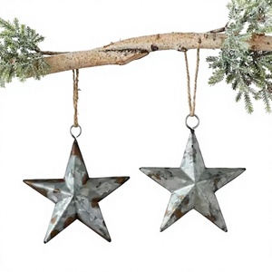 Décorations de Noël rustiques en métal, étoiles scintillantes suspendues pour décorations de Noël et de fêtes, artisanat en métal - Product Image 1