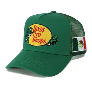 도매 패션 물고기 자수 패치 로고 바 $ Pro $ 홉 100% 면 다시 메쉬 트럭 모자 모자 야외 모자