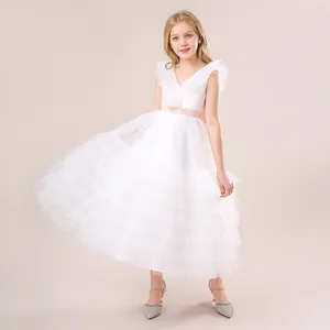 MQATZ New Design Girls Party Dress Satin Fabric Baby Girl Party Wedding Dresses Formal Apparel Kids Birthday Party Wear T5176